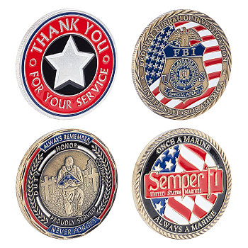 SUPERFINDINGS 3Pcs 3 Style Military Veterans Iron Challenge Coin, Appreciation Gift, Mixed Color, 1pc/style