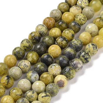Natural Yellow Turquoise(Jasper) Beads Strands, Round, 6~6.5mm, Hole: 1mm, about 63pcs/strand, 15.5 inch