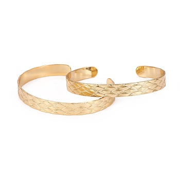 Long-Lasting Plated Brass Cuff Bangles, Golden, 2-1/4 inch(5.6cm)