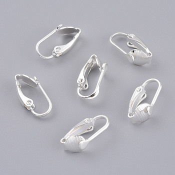 Brass Clip-on Earring Findings, 925 Sterling Silver Plated, 16x8x3.5mm