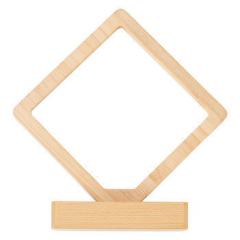 MDF Board Heat Transfer Blanks Photo Frame, with Bamboo Outside Frame, for Heat Press, Rhombus, Sandy Brown, Finished Product: 15x4.3x15.5cm