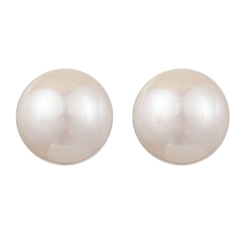 Natural Pearl Ear Studs, with Sterling Silver Findings, Round, Platinum, 20.5x10mm