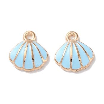 Alloy Enamel Pendants, Shell Shape, Light Steel Blue, 11x10x2.5mm, Hole: 1.2mm