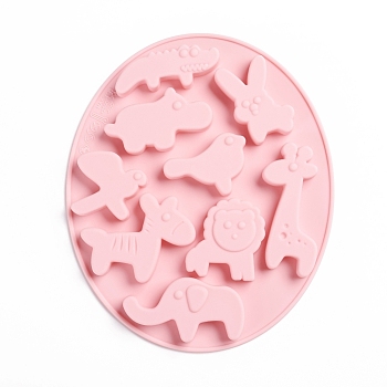 Food Grade Silicone Molds, Fondant Molds, Baking Molds, Chocolate, Candy, Biscuits, UV Resin & Epoxy Resin Jewelry Making, Animal, Pink, 165x139x11mm, Inner Size: 12~63x23~61mm