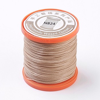 Waxed Polyester Cord, Micro Macrame Cord, DIY Leather Sewing Thread for Bracelets Making, Beading Crafting, Flat, Tan, 0.65mm, about 153.1~164.04 yards(140~150m)/roll