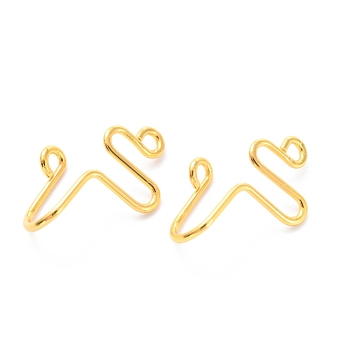 Brass Nose Rings, Nose Cuff Non Piercing, Clip on Nose Ring for Women Men, Curve, Golden, 18x9.5x7mm, Hole: 1.5mm