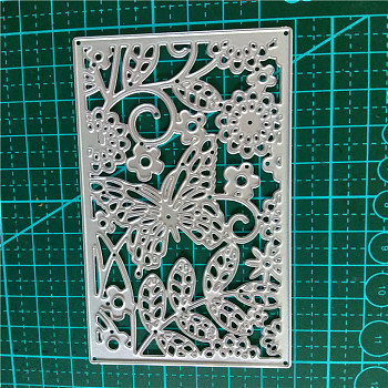 Carbon Steel Cutting Dies Stencils, for DIY Scrapbooking/Photo Album, Decorative Embossing DIY Paper Card, Butterfly & Flower, Matte Platinum Color, 10x6.4cm