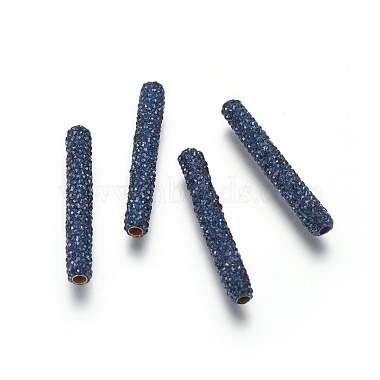 35mm Brass+Rhinestone Tube Beads