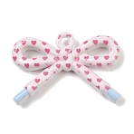 Opaque Printed Acrylic Pendants, Bowknot, Pink, 34x48x9mm, Hole: 3.3mm(MACR-I040-01G)