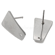 201 Stainless Steel Stud Earrings Finding, with 304 Stainless Steel Pins, Trapezoid, Stainless Steel Color, 16x10.5mm, Hole: 1mm, Pin: 0.7mm(STAS-B035-06P)