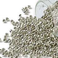 TOHO Round Seed Beads, Japanese Seed Beads, (714) Metallic Silver, 8/0, 3mm, Hole: 1mm, about 10000pcs/pound(SEED-TR08-0714)