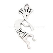 Tibetan Style Alloy Pendants, Cadmium Free & Lead Free, Kokopelli, Antique Silver, 38x16x1.5mm, Hole: 2mm(X-TIBEP-R304-010AS-LF)