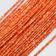 Synthetic Fossil  Beads Strands, Dyed & Heated, Round, Orange Red, 2mm, Hole: 1mm, about 200pcs/strand, 15.74 inch(G-L029-2mm-03)