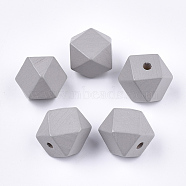 Painted Natural Wooden Beads, Faceted, Polygon, Light Grey, 19~20x19~20x19.5~20.5mm, Hole: 4mm(WOOD-Q040-017B-10)