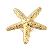 Starfish 304 Stainless Steel Adjustable Rings for Women, Real 18K Gold Plated, US Size 6 3/4(17.1mm)(RJEW-P125-02G)