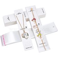 50 Sets Paper Bracelet Display Cards, with OPP Cellophane Bags, Rectangle with Hand Pattern, White, Card: 19.5x4x0.05cm, Bag: 25x5x0.01cm(OPP-HY0001-01A)