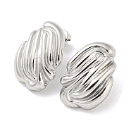 304 Stainless Steel Stud Earrings, Twist Oval, Stainless Steel Color, 30x21mm(EJEW-G367-06P)