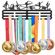 Fashion Iron Medal Hanger Holder Display Wall Rack, Sports Theme, with Screws, Gymnastic Actions, Butterfly Pattern, 150x400mm(ODIS-WH0021-269)