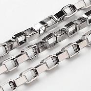 304 Stainless Steel Venetian Chains, Box Chain, Unwelded, Rectangle, Stainless Steel Color, 5x5mm(CHS-K001-01-5mm)