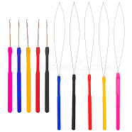 Unicraftale 10Pcs 10 Style Plastic Crochet Hooks & Stainless Steel Hair Extension Loop Needle Threader, for Hair or Feather Extensions, Mixed Color, 133~224x7.5~21x6~7mm, 1pc/style(TOOL-UN0001-31)