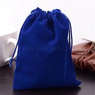 Rectangle Velvet Pouches, Gift Bags, Dark Blue, 15x12cm(TP-R022-12x15-03)