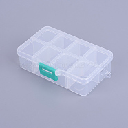 Organizer Storage Plastic Box, Adjustable Dividers Boxes, Rectangle, White, 11x7x3cm, 1 compartment: 3x2.5cm, 8 compartment/box(X-CON-X0002-01)