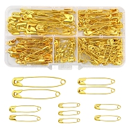 00#~4# 200Pcs 6 Style Iron Safety Pins Sets, Golden, 22~55x4.8~11.5mm, pin: 0.4~0.8mm(NEED-YW0001-01-B)