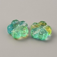 Transparent Glass Beads, Flower, Lime Green, 13.5x14x6mm, Hole: 1.2mm(GLAA-CJC0001-17G)