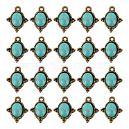 30Pcs Alloy Charms, with Imitation Turquoise Opaque Resin, Oval, Antique Bronze, 15x12x4.5mm, Hole: 1.2mm(FIND-AR0002-28)