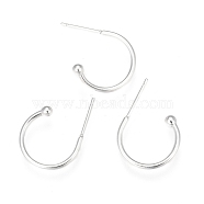 304 Stainless Steel Earring Hooks, Silver, 17x22x1.5mm, Pin: 1mm(STAS-K211-01S-A)