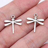 20Pcs Tibetan Style Zinc Alloy Pendants, Dragonfly, Antique Silver, 18x17mm(PW-WG9F59E-01)