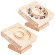 Wood Jewelry Display Tray Rack Organizer, Tray Riser Holder for Bead, Earring, Bracelet, Pendant Display, BurlyWood, BurlyWood, 9.5x9.5x7cm(AJEW-WH0329-08B)