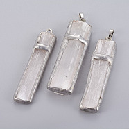 Natural Selenite Big Pendants, with Platinum Tone Brass Findings, Rectangle, 55~75x14~28x6.5~11mm, Hole: 8x4.5mm(G-L509-20P)