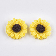 Resin Pendants, Sunflower, Yellow, 24x7mm, Hole: 1mm(CRES-T010-58A)