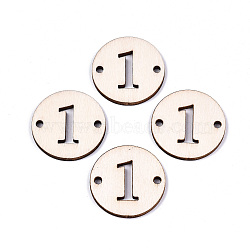 Unfinished Natural Poplar Wood Links Connectors, Laser Cut, Flat Round with Number, Num.1, 29.5x2.5mm, Hole: 2.5mm(WOOD-S045-138B-1)