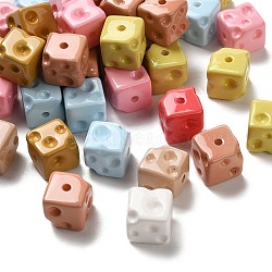 Acrylic Beads, Imitation Cheese, Cube, Mixed Color, 14.5x14.5x14.5mm, Hole: 2.5mm(OACR-G022-02)