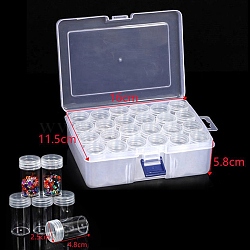 Plastic Craft Organizer Case Sets, 24 Column Grids Bead Containers, Rectangle, Clear, 16x11.5x5.8cm, Small Box: 5.5x5.5x2cm(PW-WG69924-03)