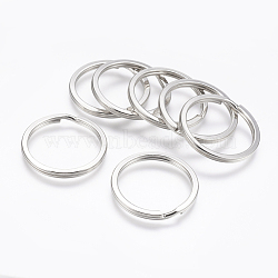 Iron Split Key Rings, Keychain Clasp Findings, Platinum Color, Size: about 30mm in diameter, hole: 24mm(E539Y)