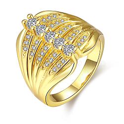 Trendy Brass Cubic Zirconia Wide Band Rings for Women, Size 7, Golden, 17.3mm(RJEW-BB10653-7G)