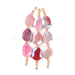 Electroplated Natural Agate Beads Strands, Dyed & Heated, Faceted, Nuggets, AB Color, Pink, 28~30.5x20~23x8~10mm, Hole: 2.1mm, about 3pcs/strand, 5.51 inch(14cm)(G-L604-B01-01C)