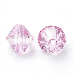 Transparent Acrylic Beads, Bicone, Pink, 10x10mm, Hole: 2.5mm, about 1323pcs/500g(TACR-S146-10mm-02)