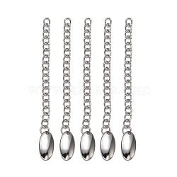 304 Stainless Steel Chain Extender, with Oval Charms, Stainless Steel Color, 61x3mm(X-STAS-E104-37P)