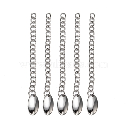 Tarnish Resistant 304 Stainless Steel Chain Extender, with Oval Charms, Stainless Steel Color, 61x3mm(X-STAS-E104-37P)