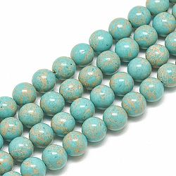 Synthetic Imperial Jasper Beads Strands, Dyed, Round, Turquoise, 6mm, Hole: 1mm, about 68pcs/strand, 15.7 inch(G-S300-42A-6mm)