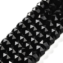 Transparent Glass Beads Strands, Faceted, Barrel, Black, 8x6mm, Hole: 1.2mm, about 64pcs/strand, 14.96''(38cm)(EGLA-K071-01F)