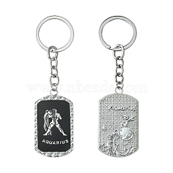 Alloy Enamel Keychain, with with Acrylic and Iron Findings, Constellation, Aquarius, 10.5cm(KEYC-YW00022-05)