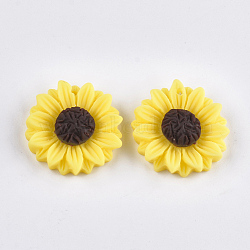Resin Pendants, Sunflower, Yellow, 24x7mm, Hole: 1mm(CRES-T010-58A)