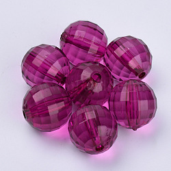 Transparent Acrylic Beads, Faceted, Round, Medium Violet Red, 8x8mm, Hole: 1.5mm, about 1770pcs/500g(TACR-Q254-8mm-V65)