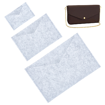 WADORN 3Pcs 3 Style Wool Felt Envelope Purse Insert Organizer, for Crossbody Bag Making, Gainsboro, 5.8~14.9x9~21.9x0.35cm, 1pc/style