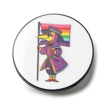 Alloy Brooch, Plague Doctor & Rainbow Flag Pin, Colorful, 30x2mm
